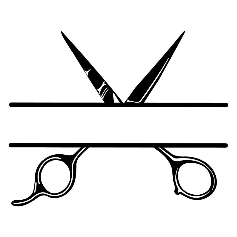 Texte bannière logo coiffeur ouvrir ciseaux