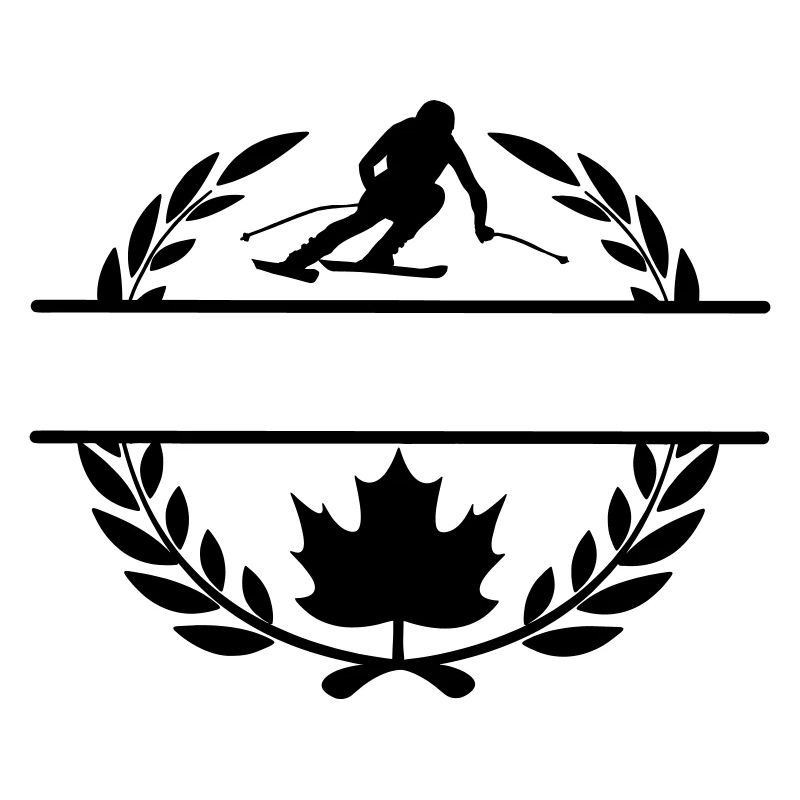 Canada maple leaf descent skier in laurel wreath