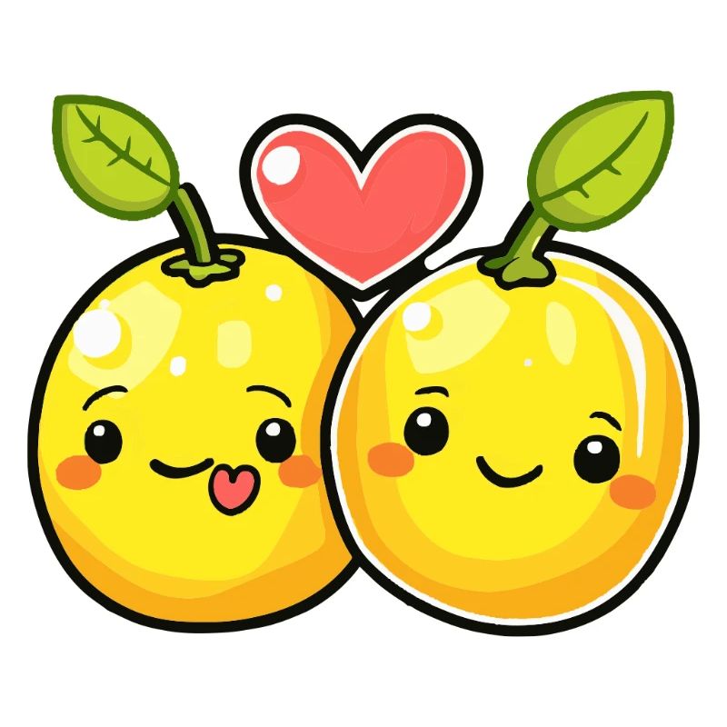 Zitrone Paar Liebe Herz Comic