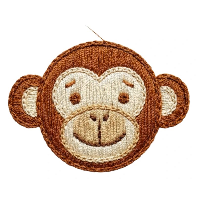 Embroidered cute monkey head playful animal(printed)