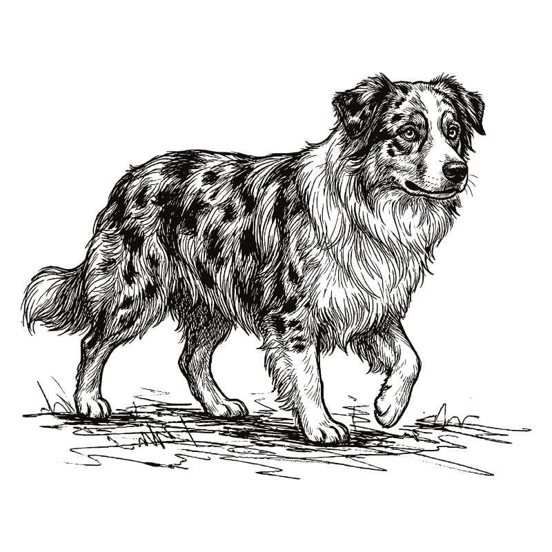 Australian Shepherd Sketch – Dog Design