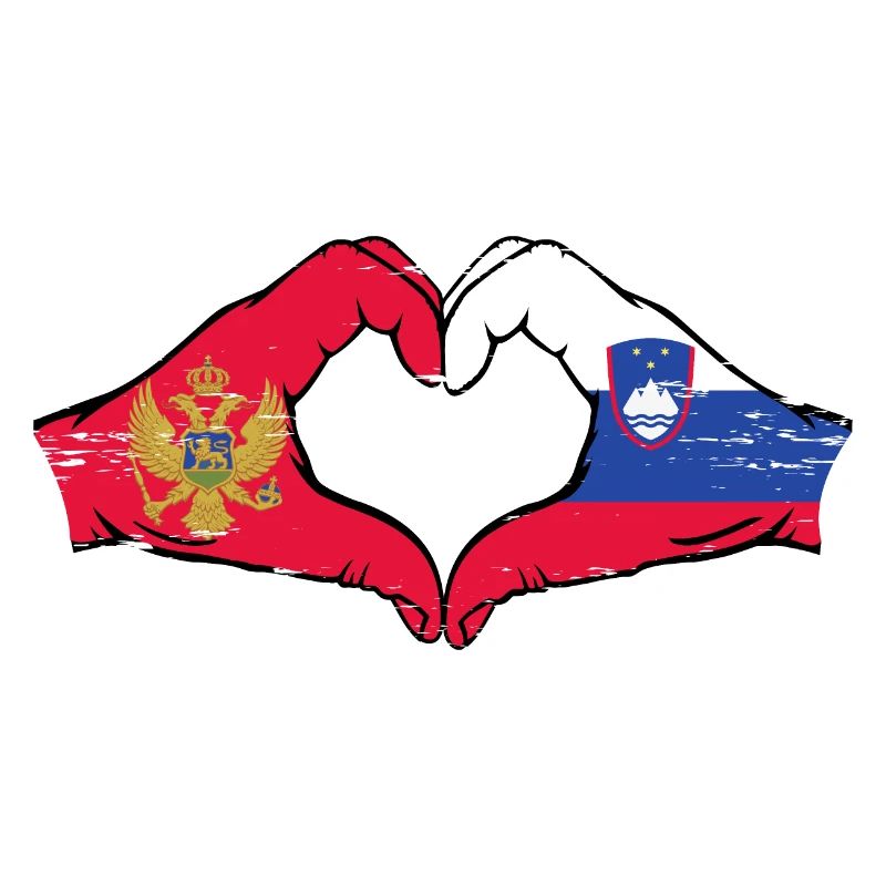 Monténégro Slovénie drapeau mains forme de coeur utilisé