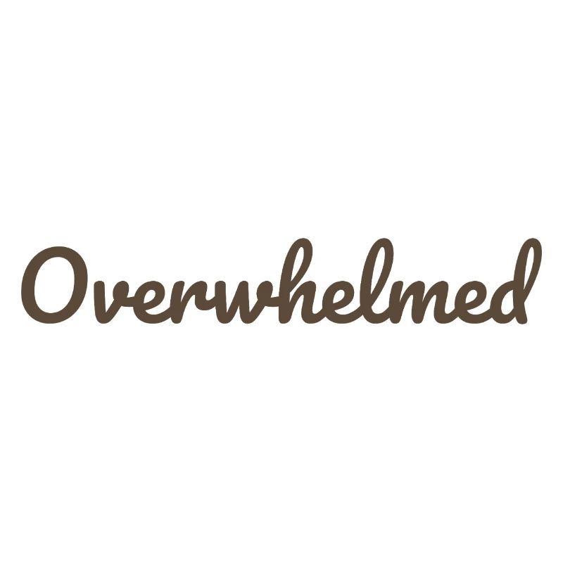 Overwhelms script text in brown
