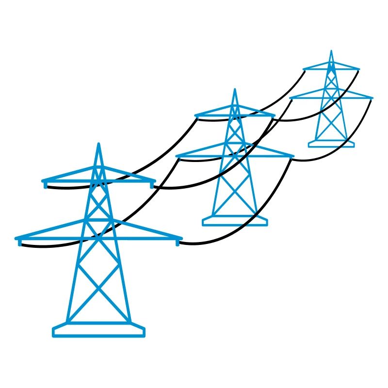 row pattern many track electricity mast power pole ele