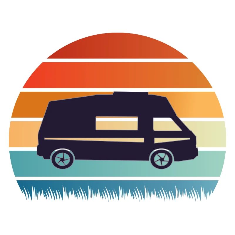 Camper Sunset Silhouette