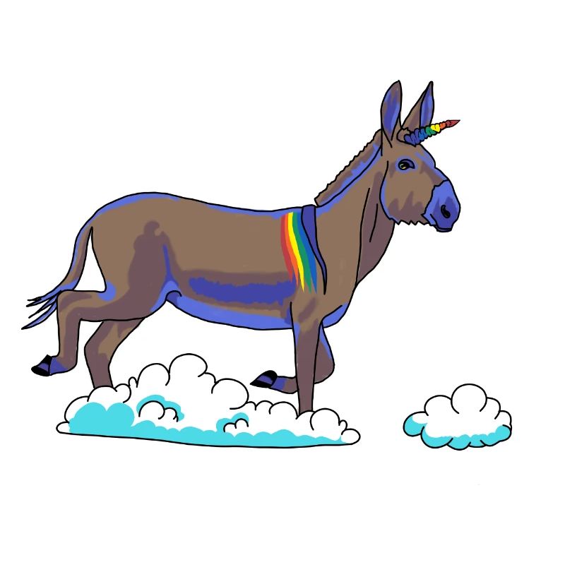 Regenbogen-Einhorn auf Wolken