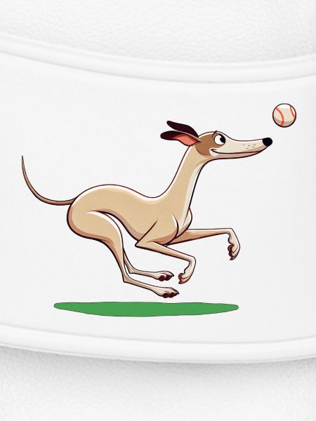 Cartoon Whippet Playing Fetch