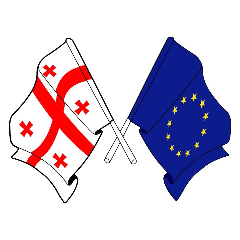 Drapeau de la Géorgie et drapeau de l’Europe