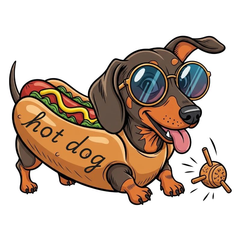 Playing dachshund as a hot dog