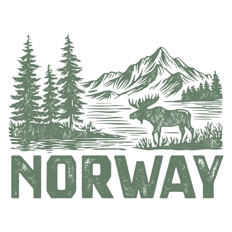 Norwegian forest landscape with moose