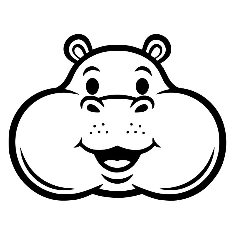 Laughing Hippo Head Face Comic Vector