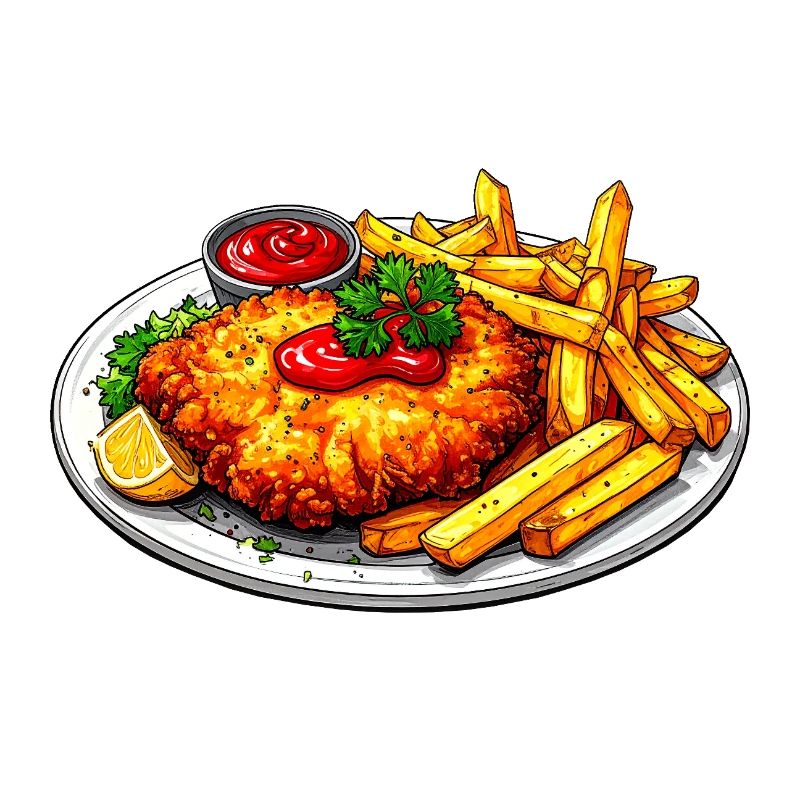 Schnitzel mit Pommes