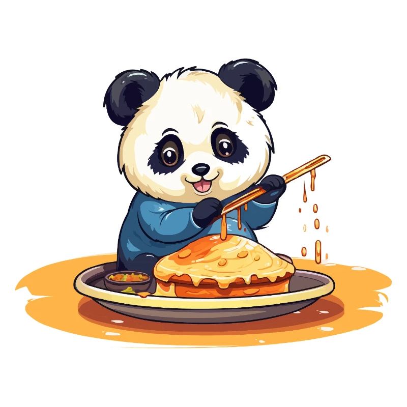 Panda Cooking Pancakes