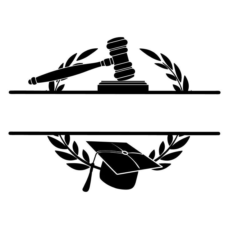 Anwaltsmonogramm mit Hut und Hammer