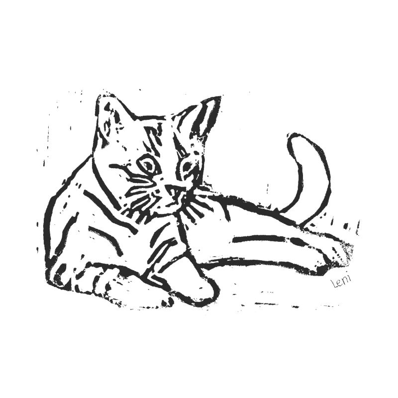 Elegant sketch print with cat