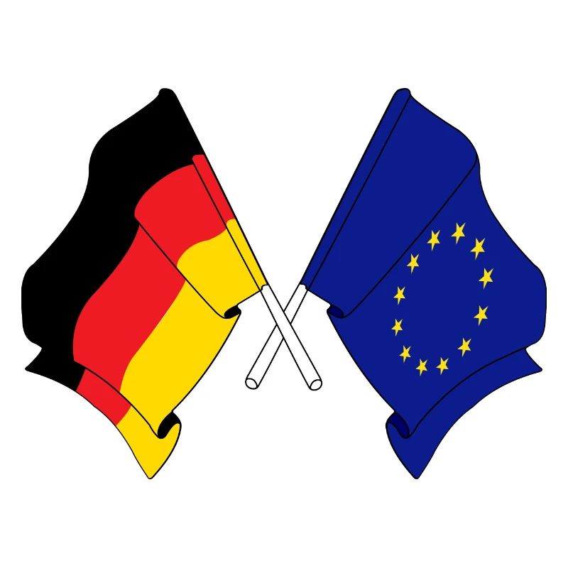 Deux drapeaux croisés de l’Allemagne et du drapeau de l’Europe