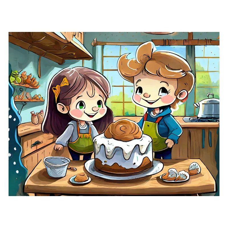 Deutsche Kinderreime illustrierter Comic Bake Cake