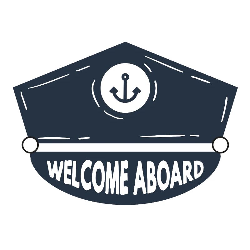 Nautic Design Welcome Aboard Anchor Patch Cap Navy