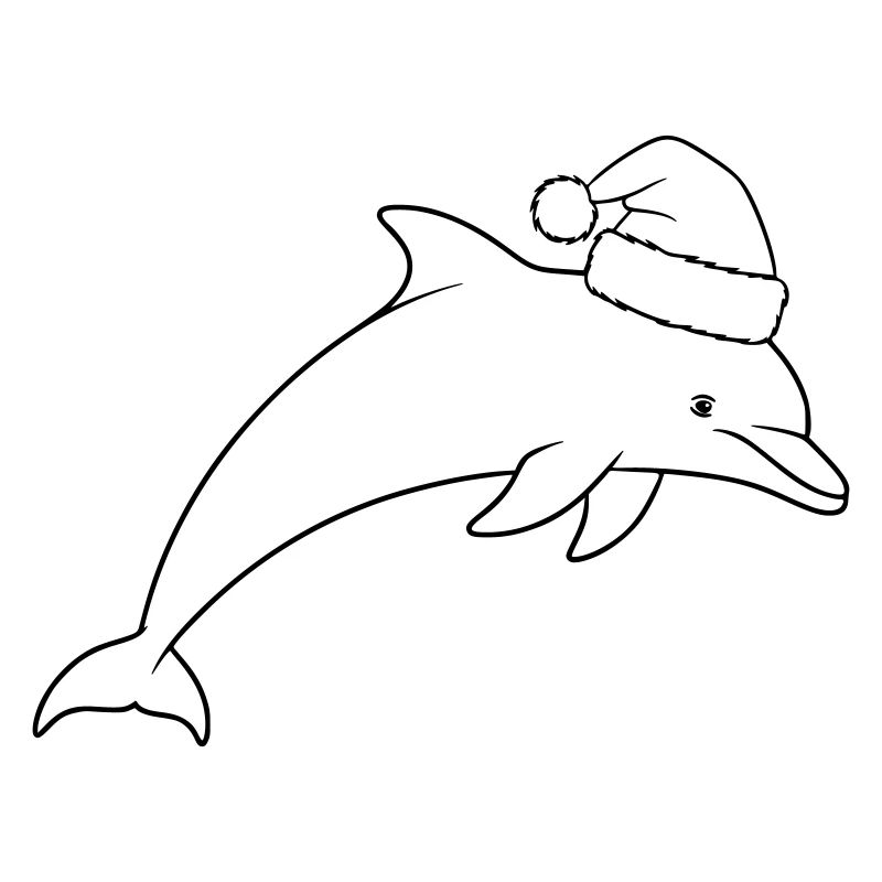 Dauphin de Noël avec un bonnet de Père Noël