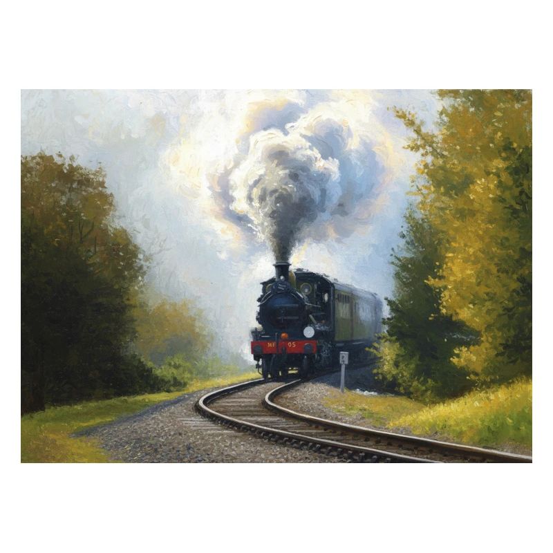 Herbstliche Dampfeisenbahn im Wald