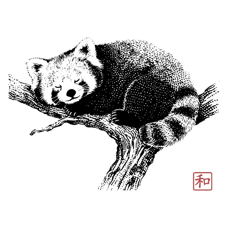 Sleeping Red Panda Zen Art