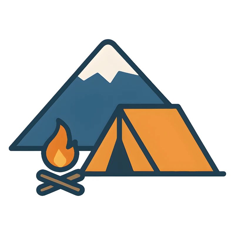 Feu de camp de camping en montagne
