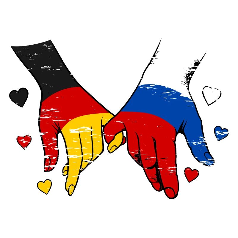 Le drapeau Allemagne-Russie se tenant la main