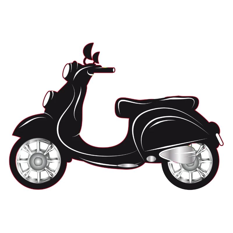A black scooter with a colored edge
