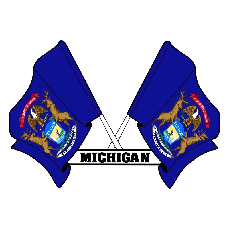 Two flags text MICHIGAN