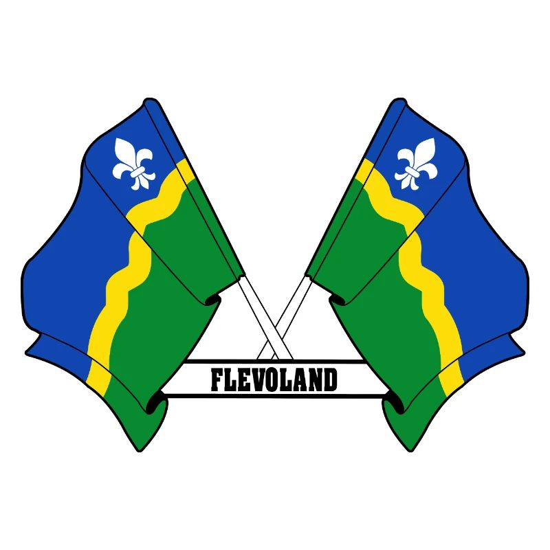Two flags text FLEVOLAND