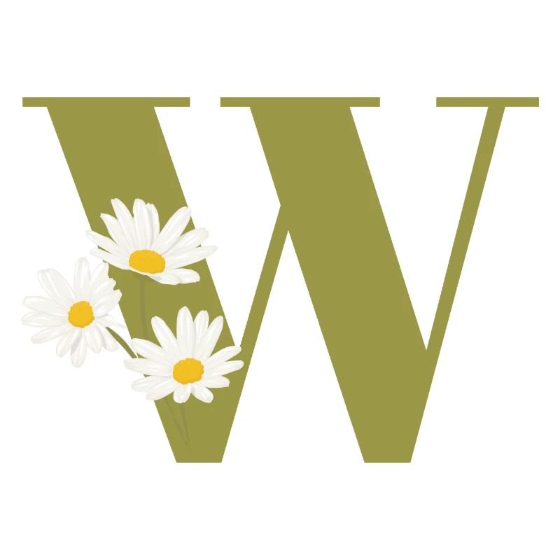 Buchstabe w Grüne Gänseblümchen