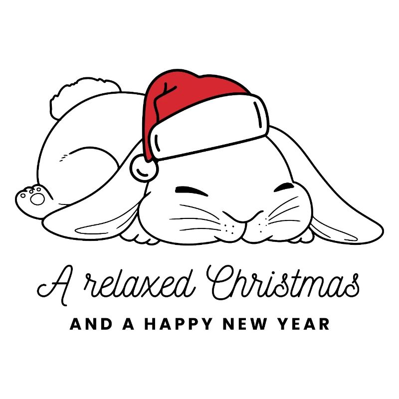 Lapin de Noël décontracté avec chapeau - Noir