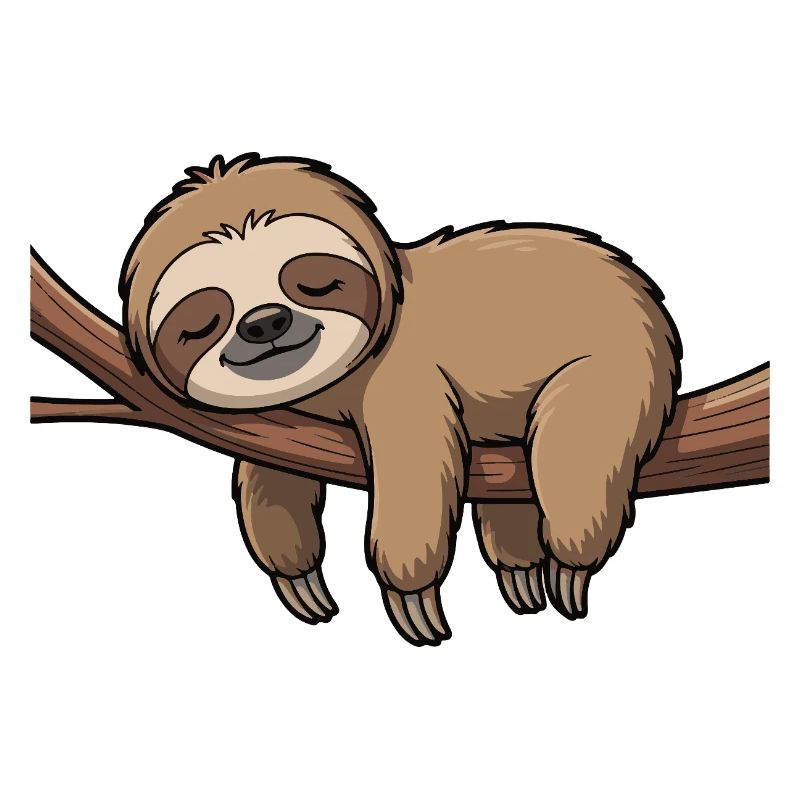 Sleeping sloth on branch