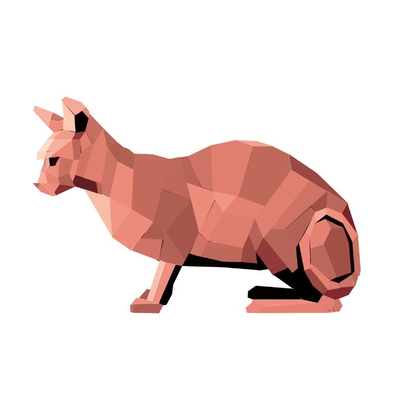 Sphynx Low Poly Cat – Geometric Design