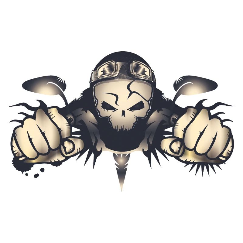 Rebellious skull biker with retro helmet