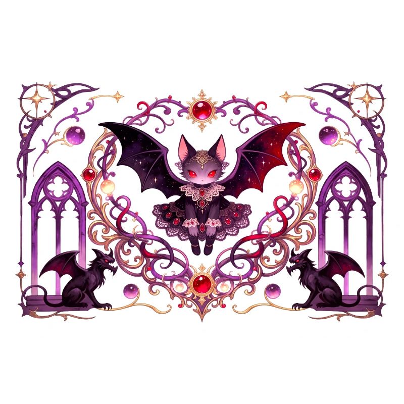 Gotische Vampirkatze Dunkle Fantasy Hexendesign