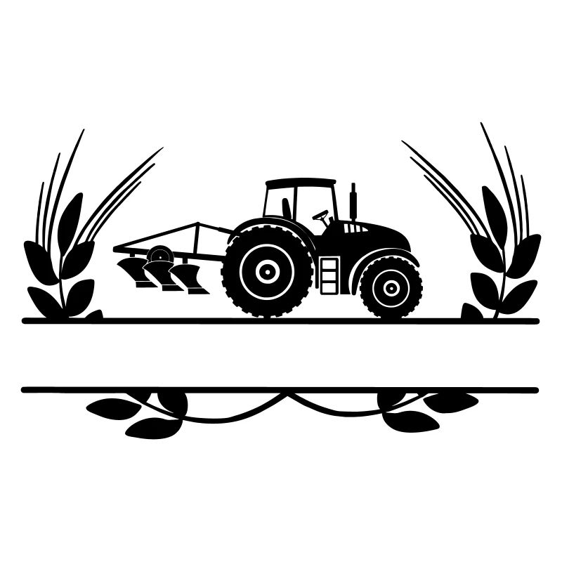 Tractor with plow in crop circle