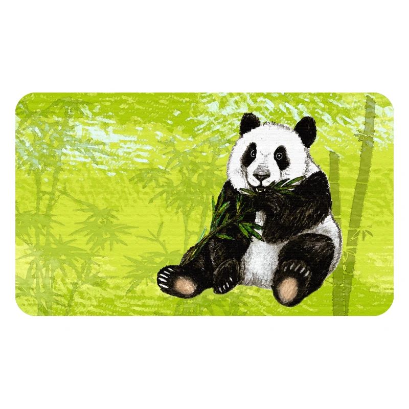 Cute panda bear with bamboo in bamboo forest