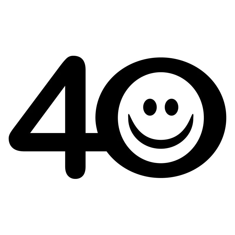 Zum Vierzigsten: 40 mit Lächel-Emoticon