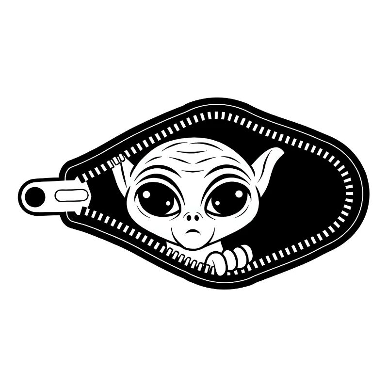 Alien jette un coup d’œil par la fermeture éclair