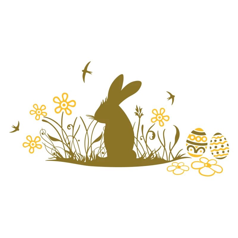 Easter bunny with Easter Eggs and flowers