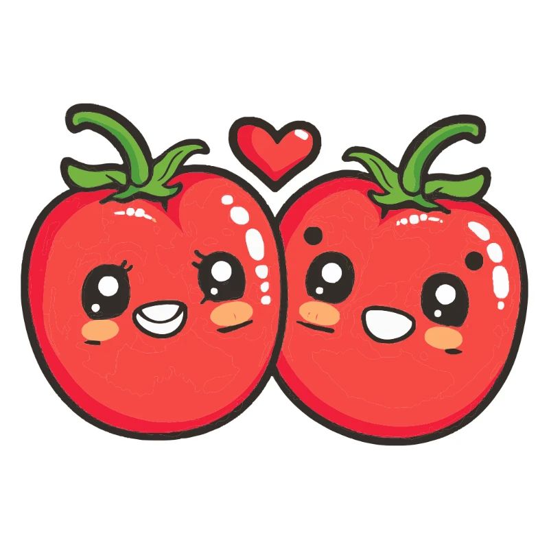 Tomate Paar Liebe Herz Comic
