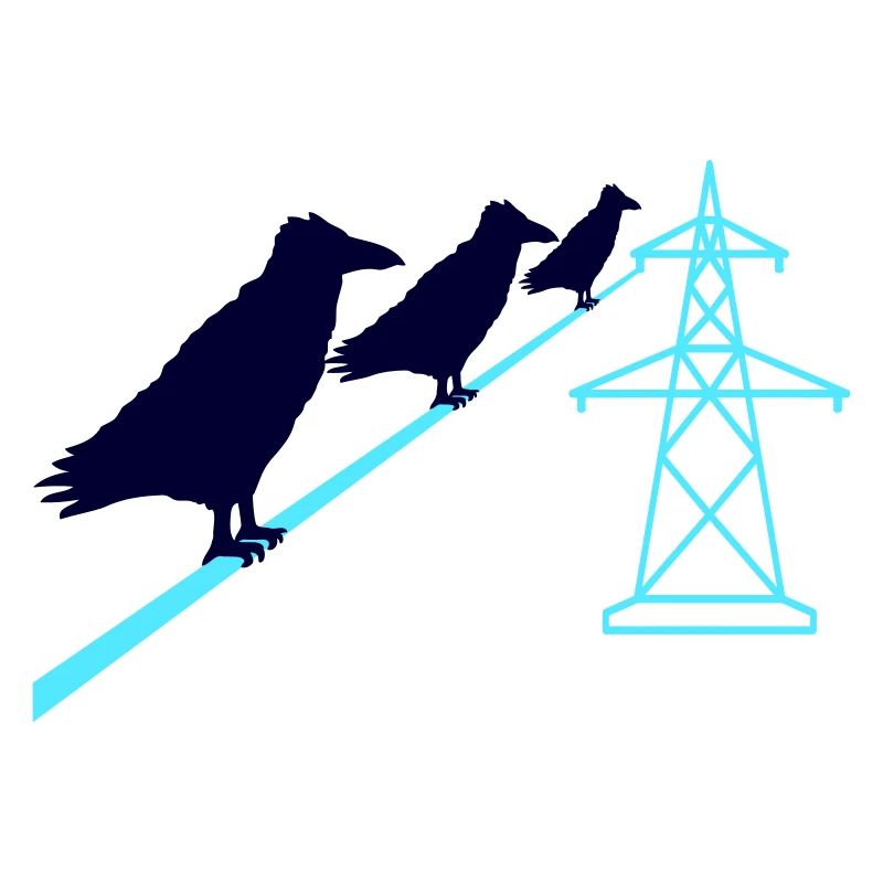 3 Ravens Sitting Câble d’alimentation Corde Câble d’alimentation Itinéraire du câble d’alimentation