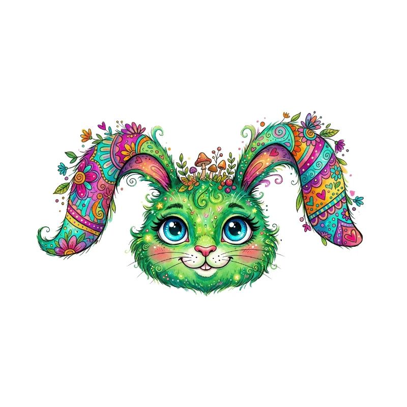 Lapin Fleur Coloré – Visage