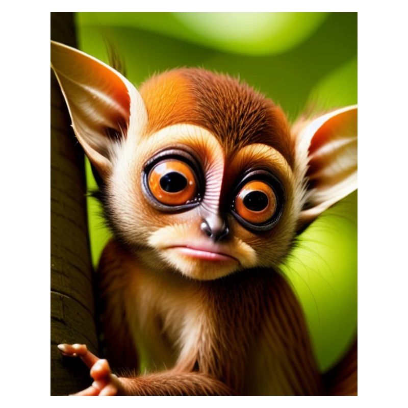 cool funny cute tarsier (Tarsiidae) forest comic