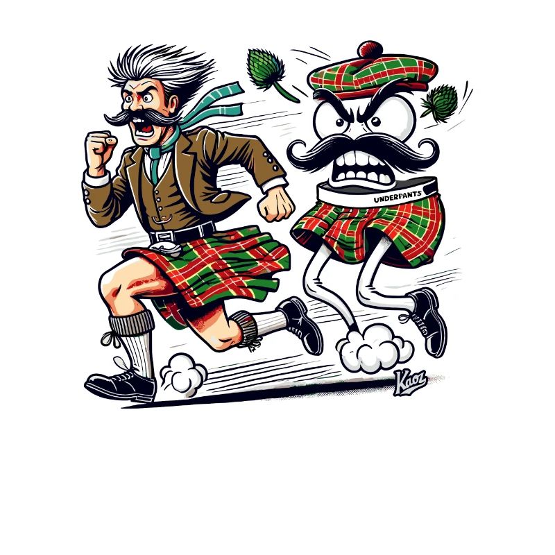 Schotte auf der Flucht vor einer Unterhose