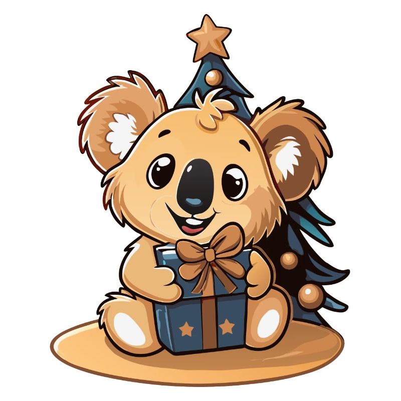 Mignon koala avec cadeau pour Noël