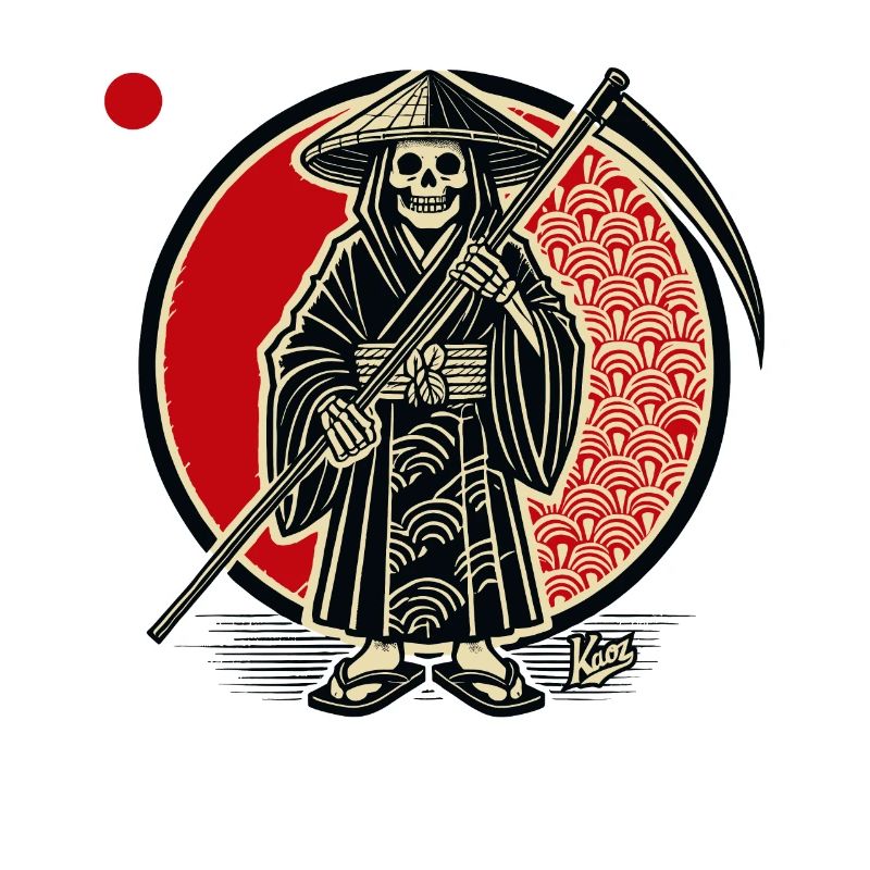 Grim Reaper as a rice farmer