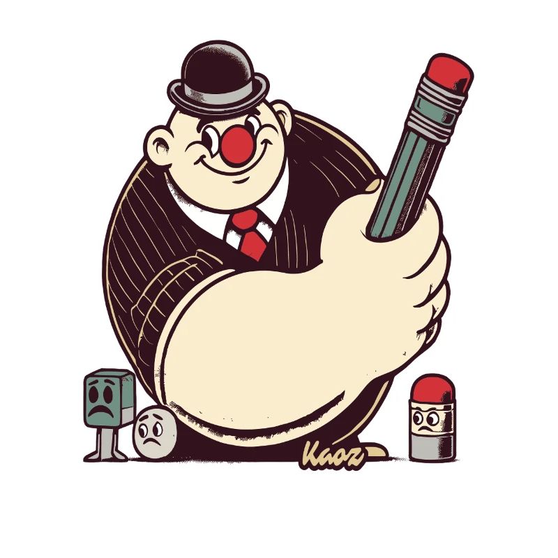 Retro-Cartoon-Mann mit großem Stift