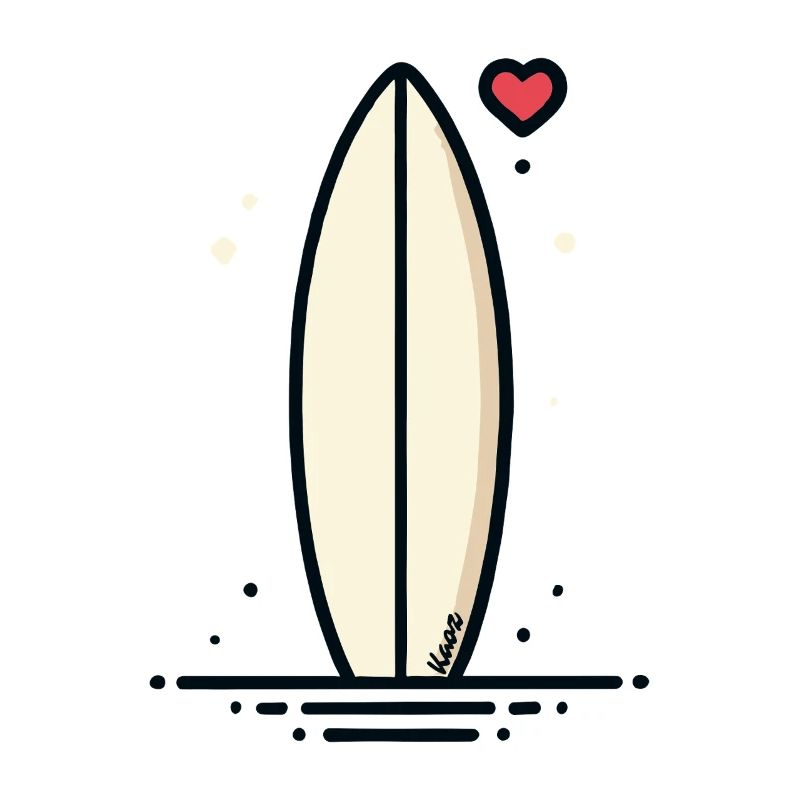 Retro Surfboard with Heart